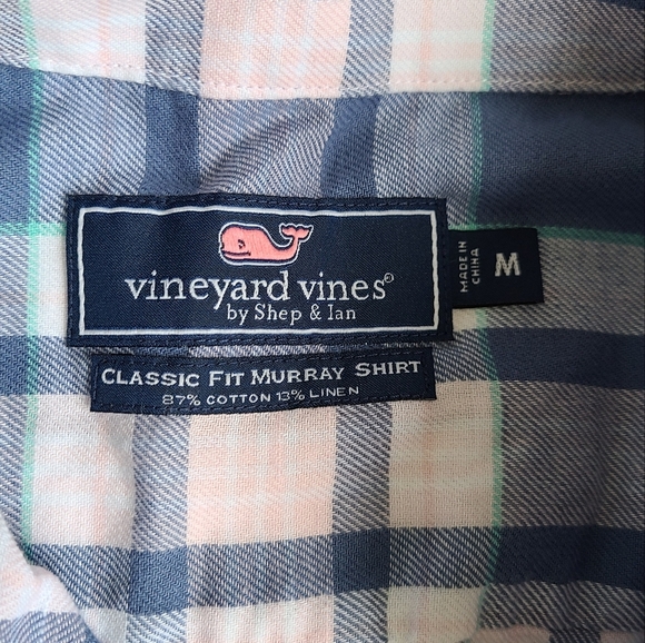 Vineyard Vines Pink and Blue Plaid Classic Fit Murray Shirt - Picture 3 of 4